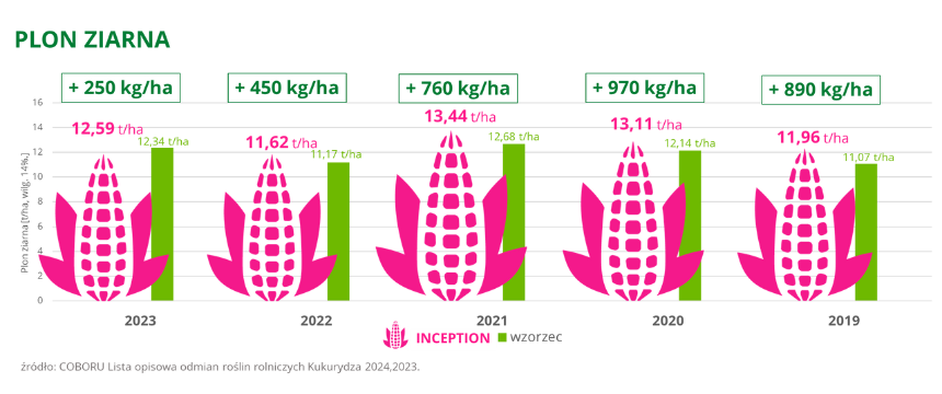 kukurydza INCEPTION Plon ziarna COBORU lista opisowa odmian roslin rolniczych kukurydza