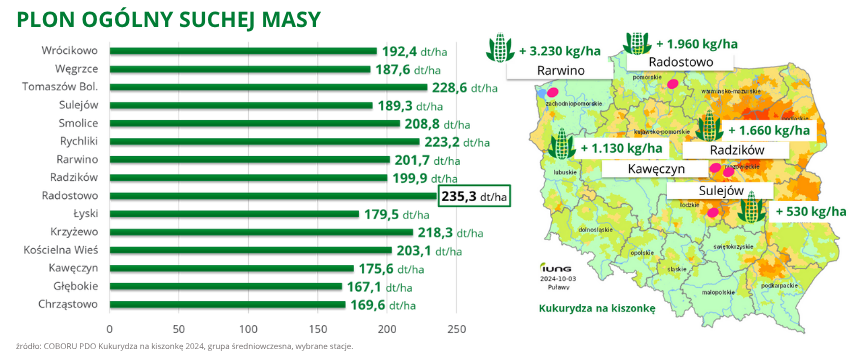 kukurydza Sunbird plon ogólny suchej masy