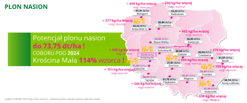 soja Ikone plon nasion do 73,75 dt ha COBORU PDO 2024
