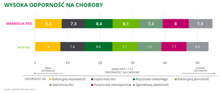 soja Magnolia PZO wysoka odporność na choroby